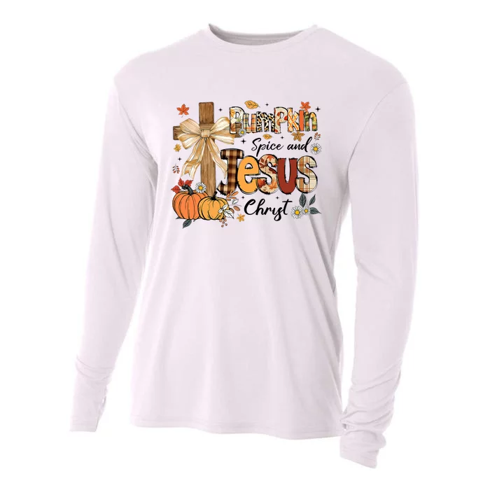 Pumpkin Spice Jesus Christ Funny Fall Thanksgiving Christian Cooling Performance Long Sleeve Crew