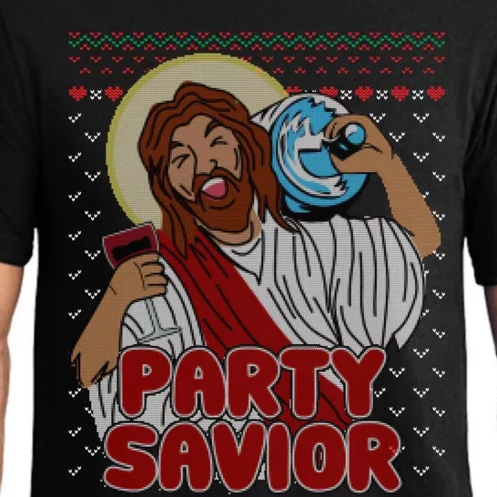 Party Savior Jesus Christ Santa Beer Ugly Christmas Sweater Great Gift Pajama Set