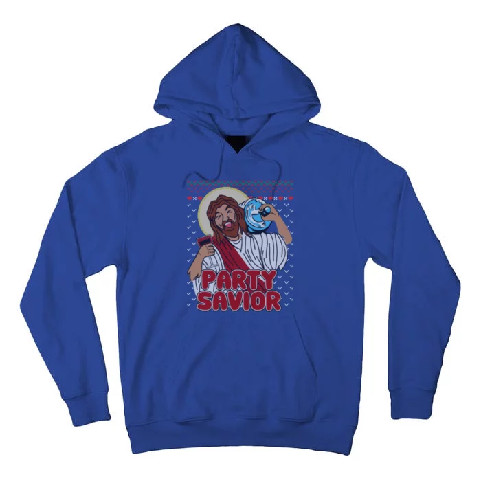 Party Savior Jesus Christ Santa Beer Ugly Christmas Sweater Great Gift Tall Hoodie