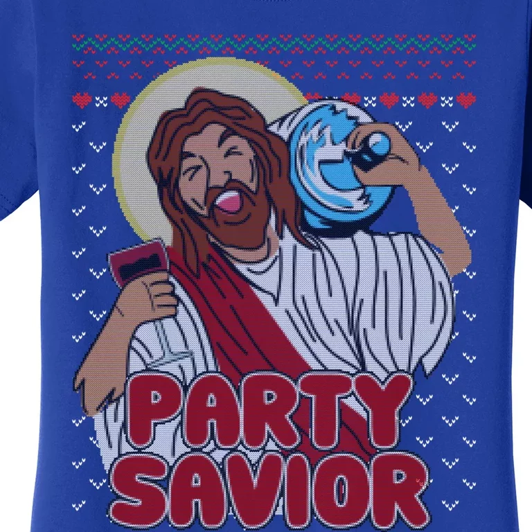 Party Savior Jesus Christ Santa Beer Ugly Christmas Sweater Great Gift Women's T-Shirt