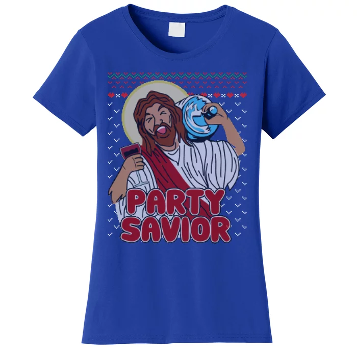 Party Savior Jesus Christ Santa Beer Ugly Christmas Sweater Great Gift Women's T-Shirt