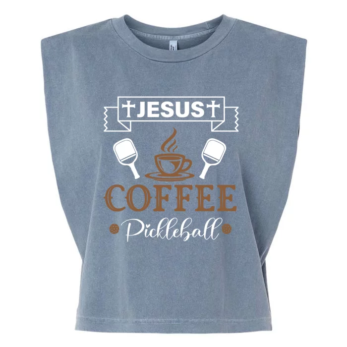 Pickleball Sports Jesus Coffee Pickleball Gift Garment-Dyed Women's Muscle Tee