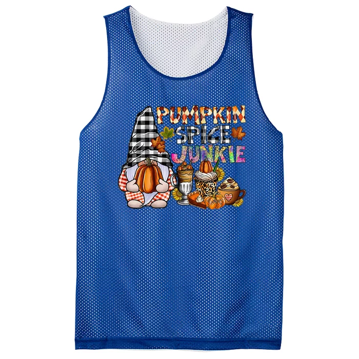 Pumpkin Spice Junkie Autumn Gnome Fall Thanksgiving Lover Mesh Reversible Basketball Jersey Tank