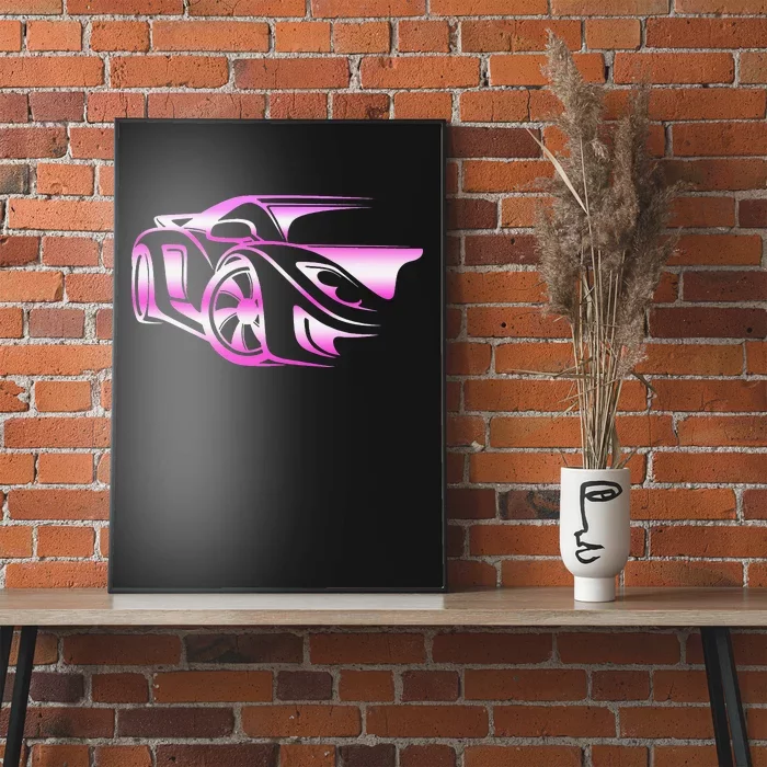 Pink Stylized JDM Drifting Car Design Poster