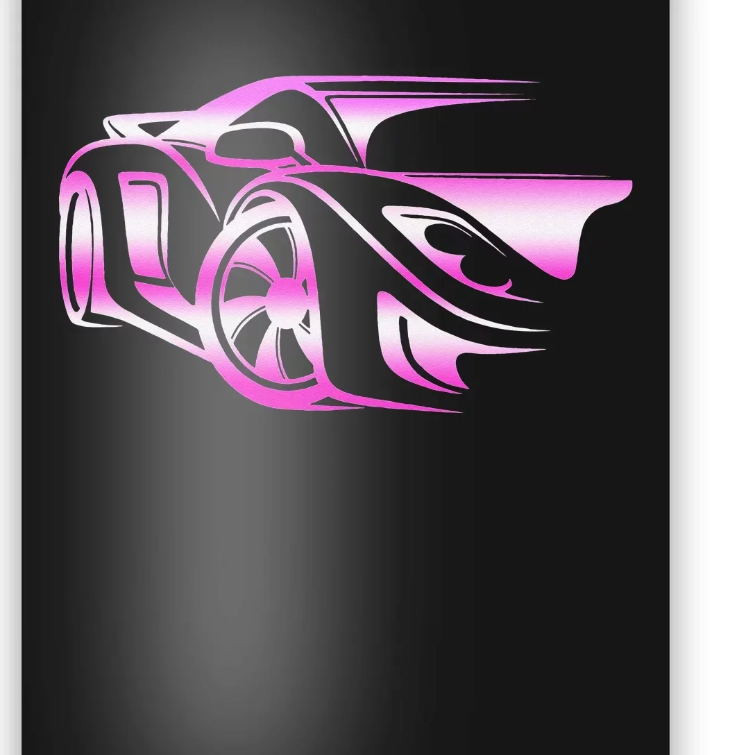 Pink Stylized JDM Drifting Car Design Poster