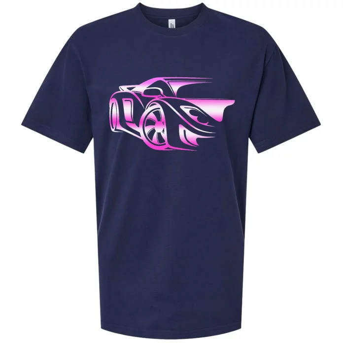 Pink Stylized JDM Drifting Car Design Sueded Cloud Jersey T-Shirt