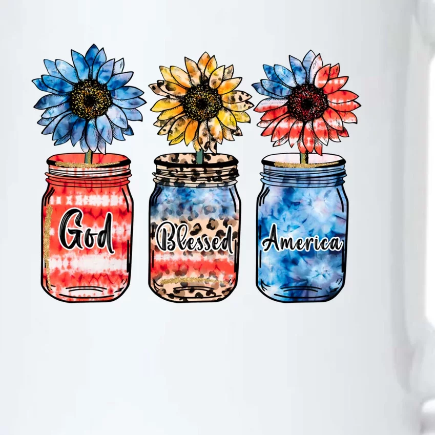 Patriotic Sunflowers Jars 4th July Gift God Bless America Gift Black Color Changing Mug