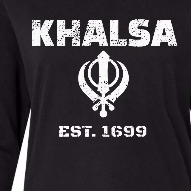 Punjabi Sikh Khanda Khalsa Established 1699 Womens Cotton Relaxed Long Sleeve T-Shirt