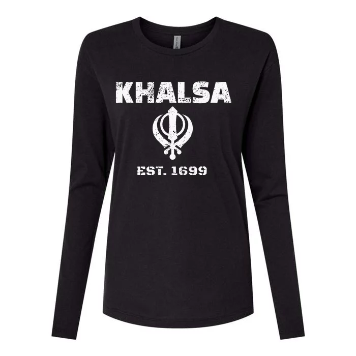 Punjabi Sikh Khanda Khalsa Established 1699 Womens Cotton Relaxed Long Sleeve T-Shirt