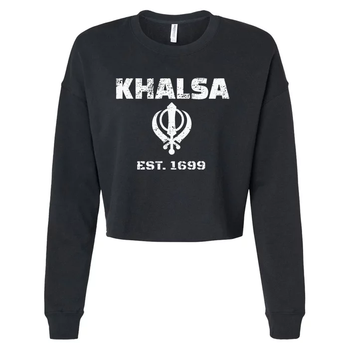 Punjabi Sikh Khanda Khalsa Established 1699 Cropped Pullover Crew