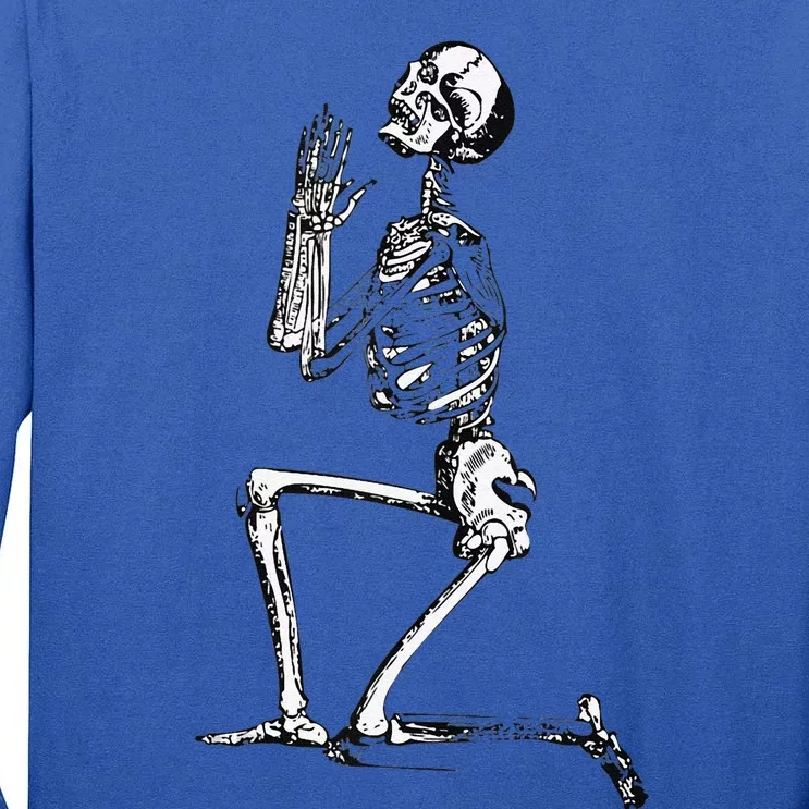 Praying Skeleton Kneeling Skull Emo Halloween Tall Long Sleeve T-Shirt