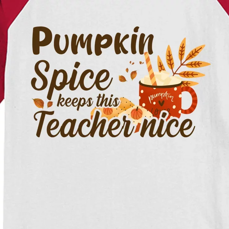 Pumpkin Spice Keeps This Teacher Nice Kids Colorblock Raglan Jersey