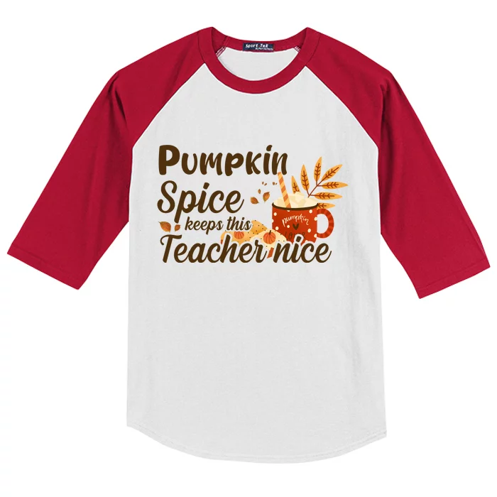 Pumpkin Spice Keeps This Teacher Nice Kids Colorblock Raglan Jersey