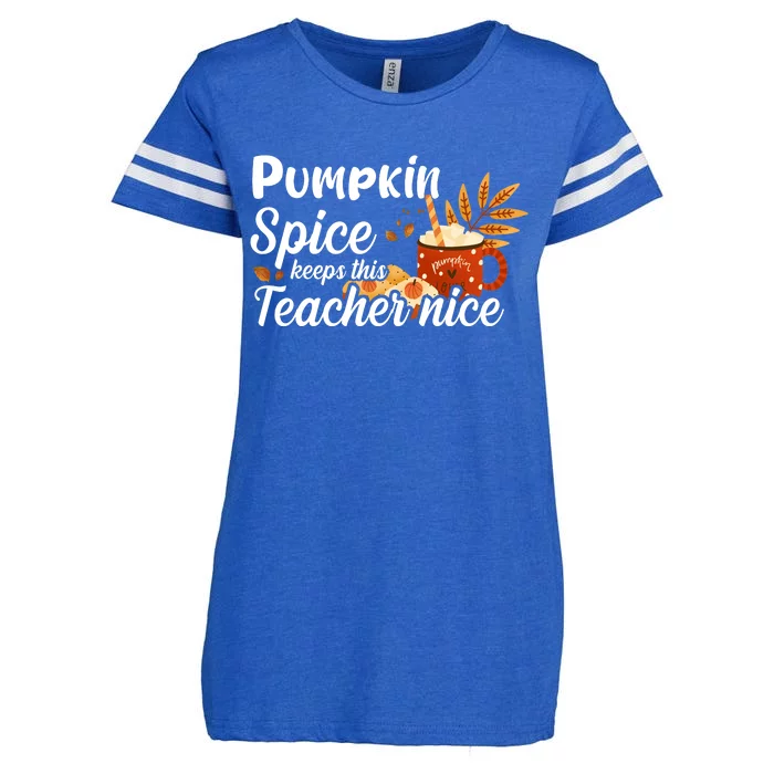 Pumpkin Spice Keeps This Teacher Nice Enza Ladies Jersey Football T-Shirt