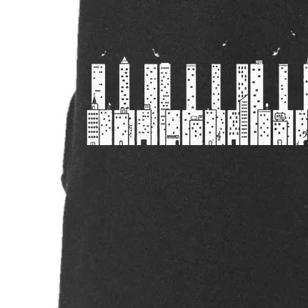 Piano Skyline Keyboard Music Doggie 3-End Fleece Hoodie