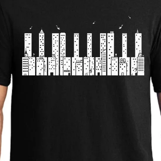 Piano Skyline Keyboard Music Pajama Set