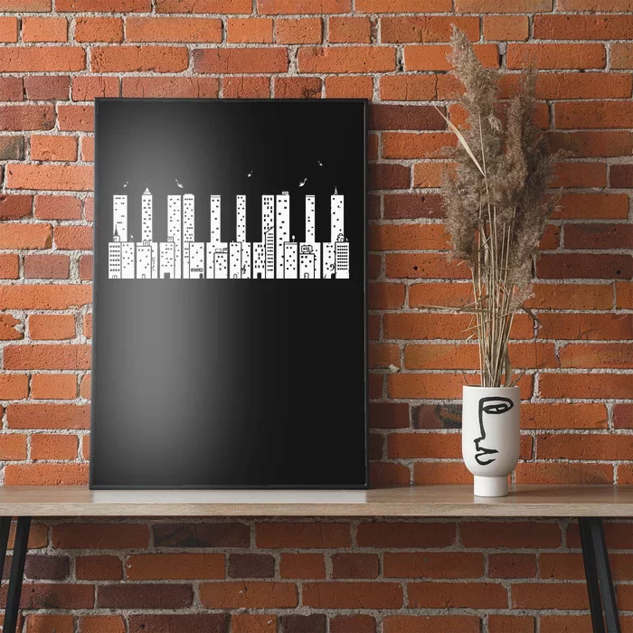 Piano Skyline Keyboard Music Poster