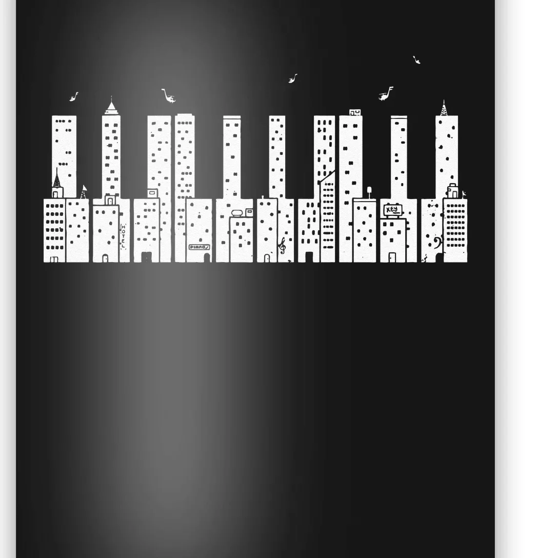 Piano Skyline Keyboard Music Poster