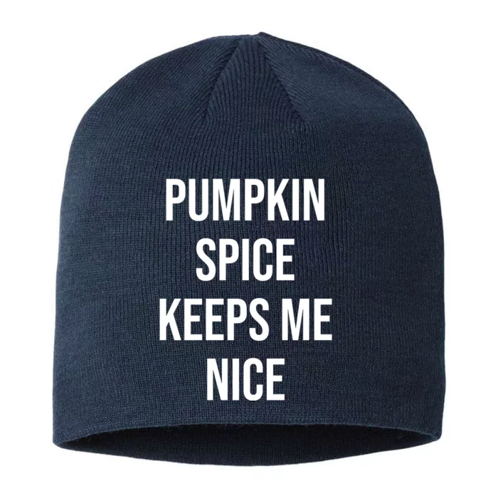 Pumpkin Spice Keeps Me Nice Funny Fall 8 1/2in Sustainable Knit Beanie