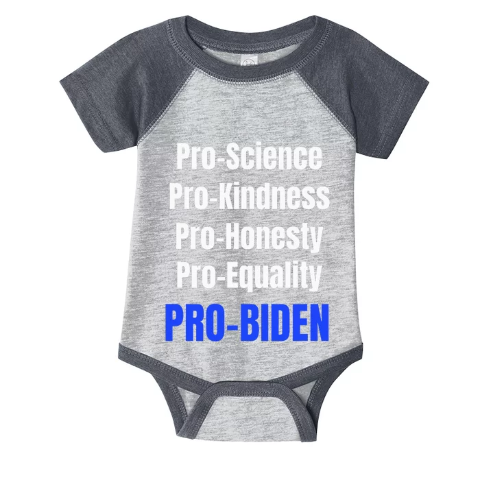 Pro Science Kindness Equality Honesty Pro Biden Joe For Prez Infant Baby Jersey Bodysuit