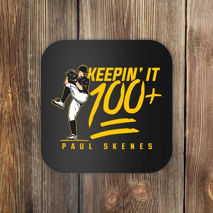 Paul Skenes Keepin It 100 Pittsburgh Baseball Coaster