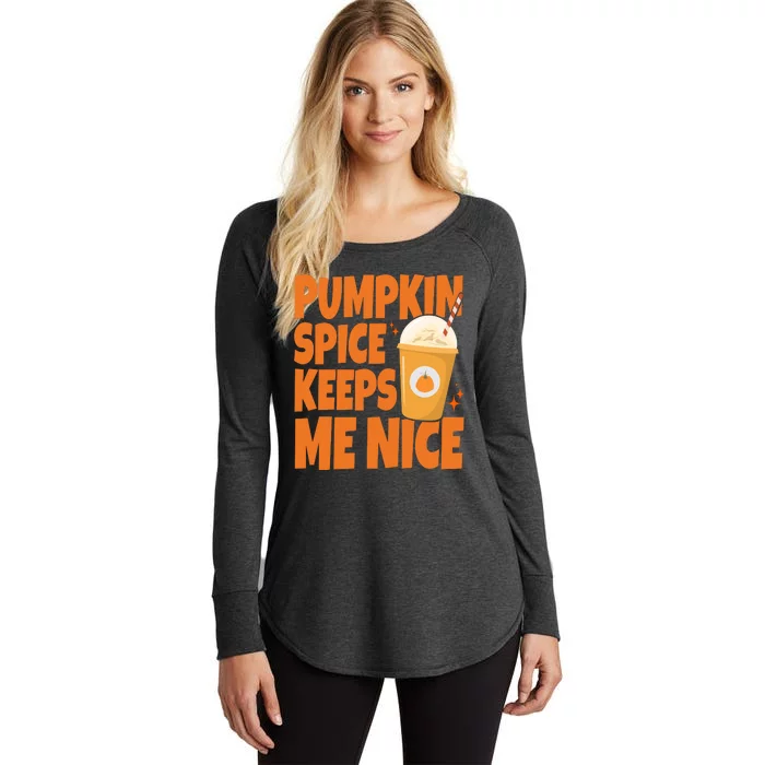 Pumpkin Spice Keeps Me Nice Coffee Lover Holiday Women's Perfect Tri Tunic Long Sleeve Shirt