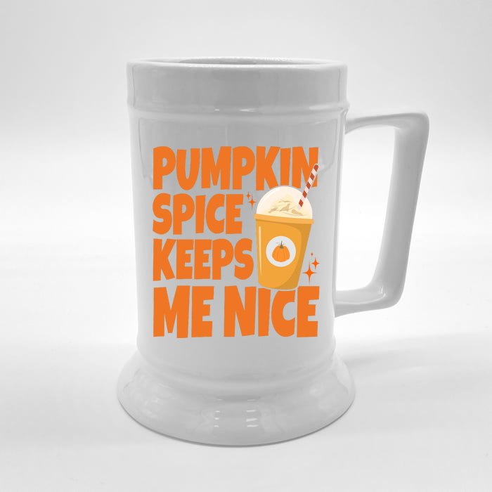 Pumpkin Spice Keeps Me Nice Coffee Lover Holiday Front & Back Beer Stein