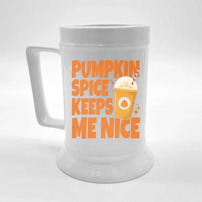 Pumpkin Spice Keeps Me Nice Coffee Lover Holiday Front & Back Beer Stein