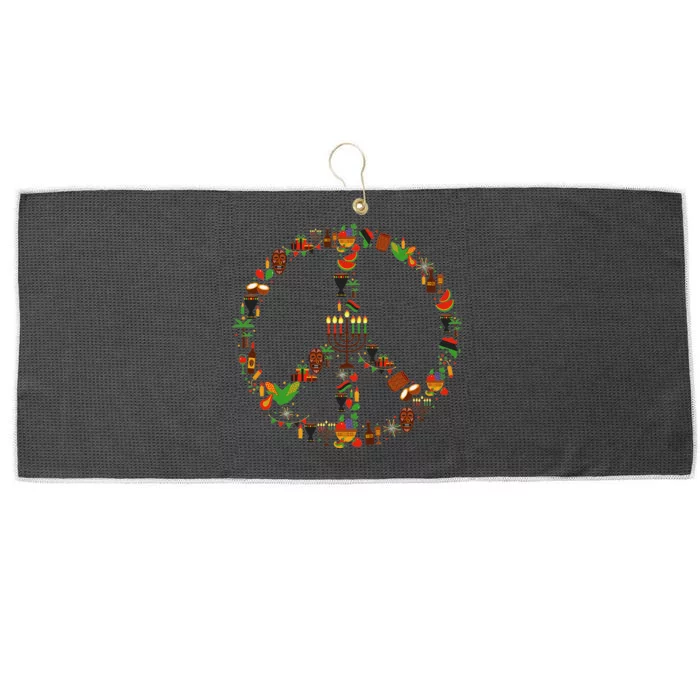 Peace Sign Love 60s 70s Tie Dye Hippie Costume Kwanzaa Large Microfiber Waffle Golf Towel