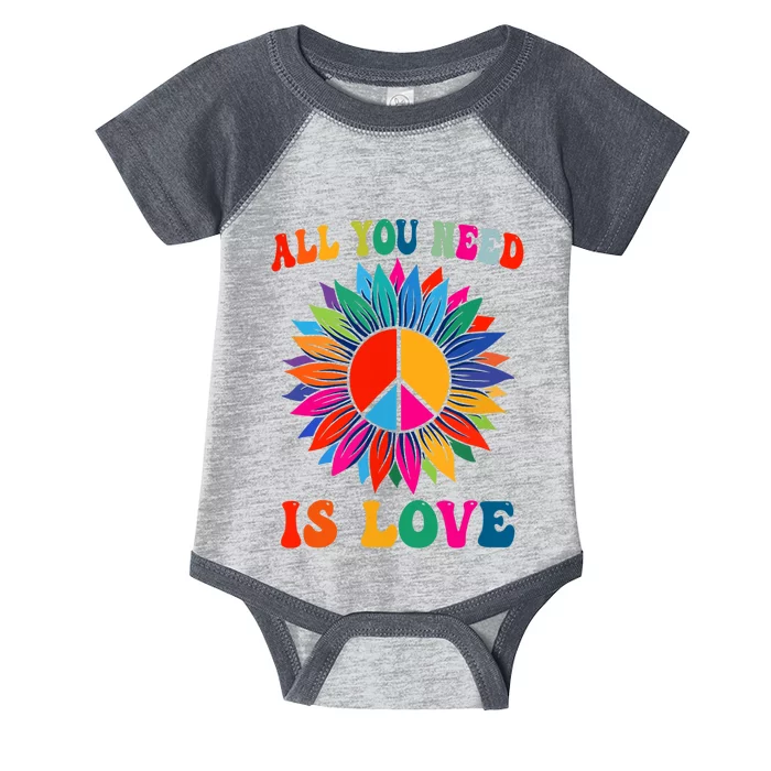 PEACE SIGN LOVE 60s 70s Tie Dye Hippie Costume Infant Baby Jersey Bodysuit