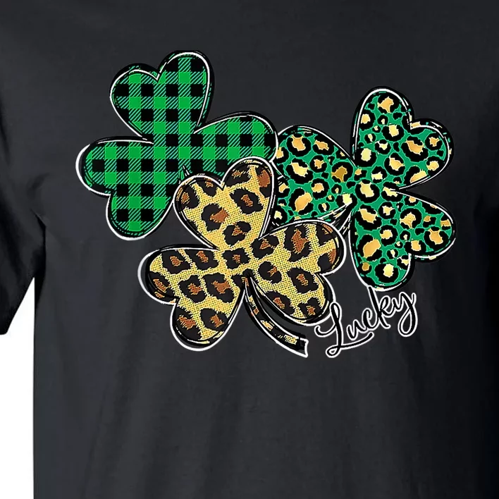 Plaid Shamrock Leopard Cheetah Lucky St Patricks Day Wo Tall T-Shirt