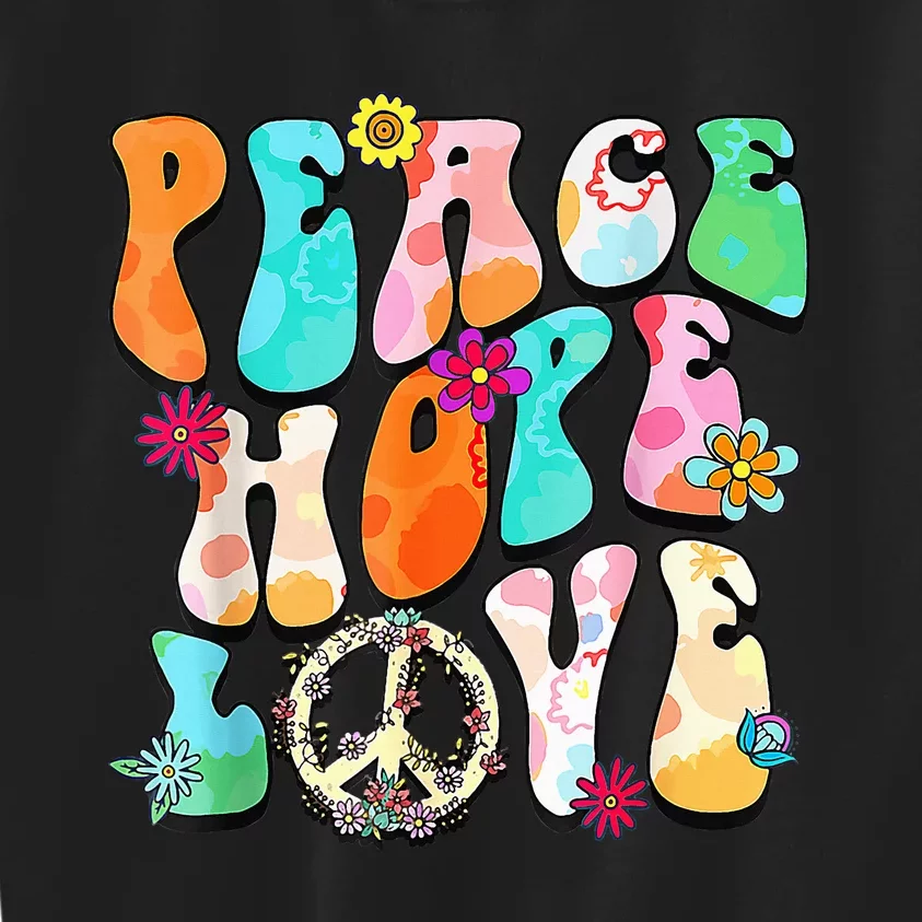 PEACE SIGN LOVE 60s 70s 80s Tie Dye Hippie Halloween Kids Sweatshirt