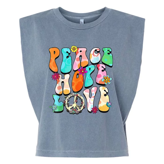 PEACE SIGN LOVE 60s 70s 80s Tie Dye Hippie Halloween Garment-Dyed Women's Muscle Tee