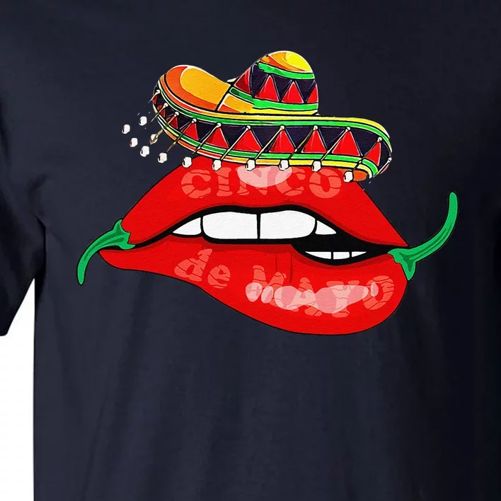 Pepper Sexy Lips Hot Mexican Sombrero Cinco De Mayo Chili Tall T-Shirt