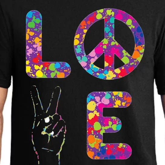 Peace Sign Love 60s 70s Tie Dye Hippie Pajama Set