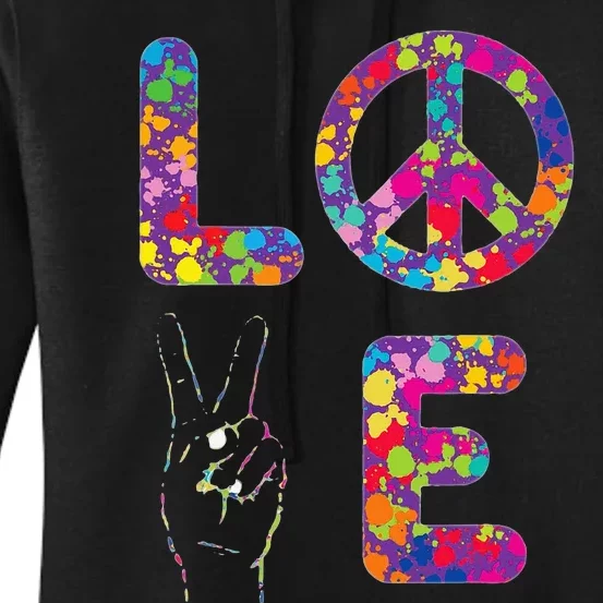 Peace Sign Love 60s 70s Tie Dye Hippie Women's Pullover Hoodie