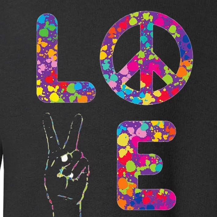 Peace Sign Love 60s 70s Tie Dye Hippie Toddler Sweatshirt