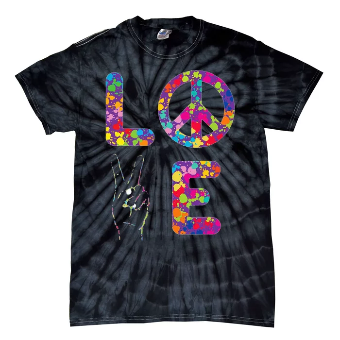 Peace Sign Love 60s 70s Tie Dye Hippie Tie-Dye T-Shirt