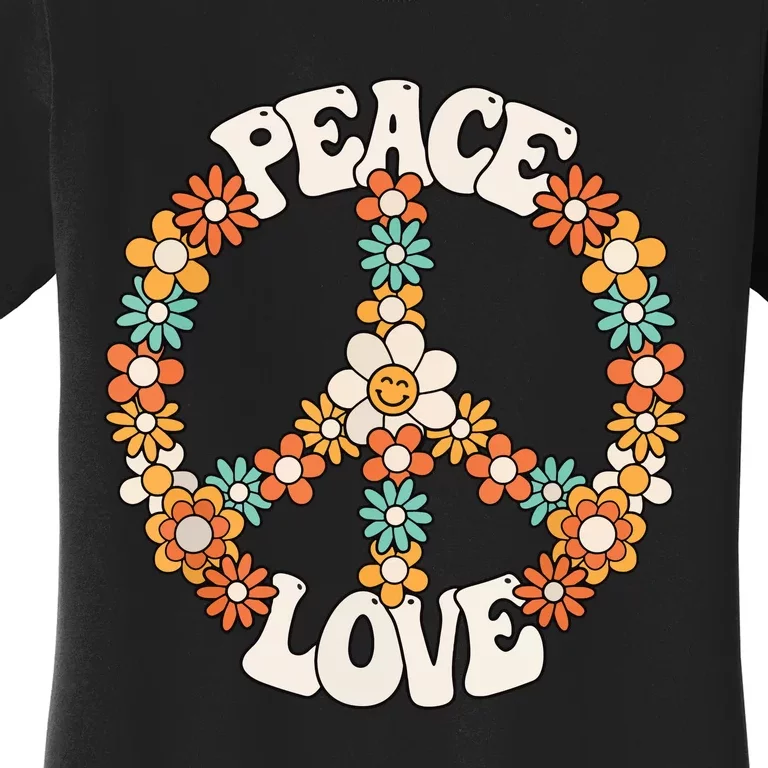 Peace Sign Love 60s 70s Costume Groovy Hippie Theme Party Women's T-Shirt