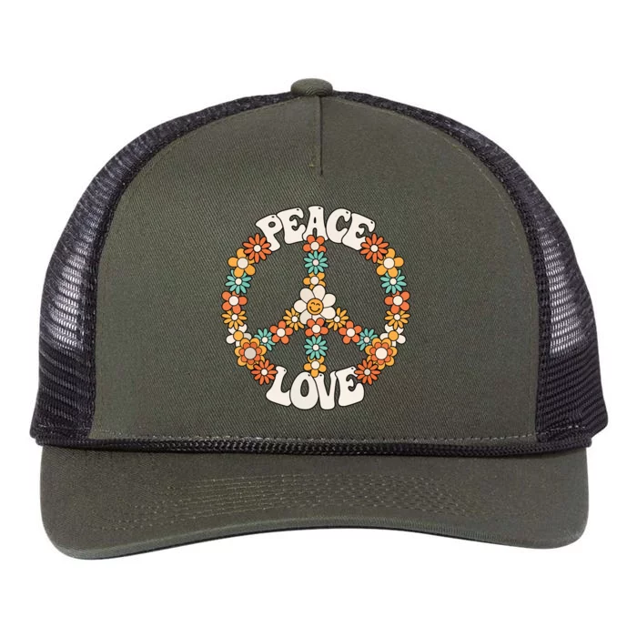 Peace Sign Love 60s 70s Costume Groovy Hippie Theme Party Retro Rope Trucker Hat Cap