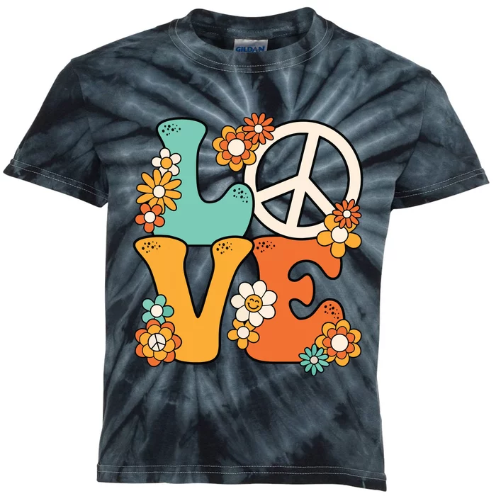 Peace Sign Love 60s 70s Costume Groovy Hippie Theme Party Kids Tie-Dye T-Shirt