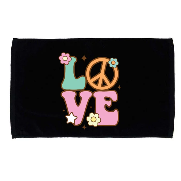 Peace Sign Love 60s 70s Costume Groovy Hippie Theme Party Microfiber Hand Towel