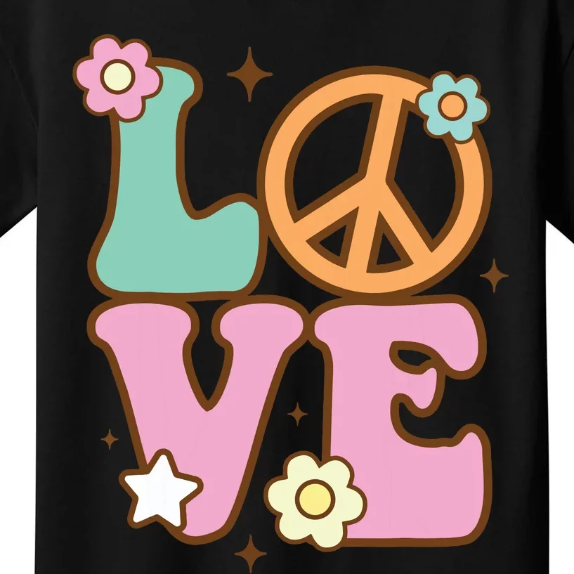 Peace Sign Love 60s 70s Costume Groovy Hippie Theme Party Kids T-Shirt