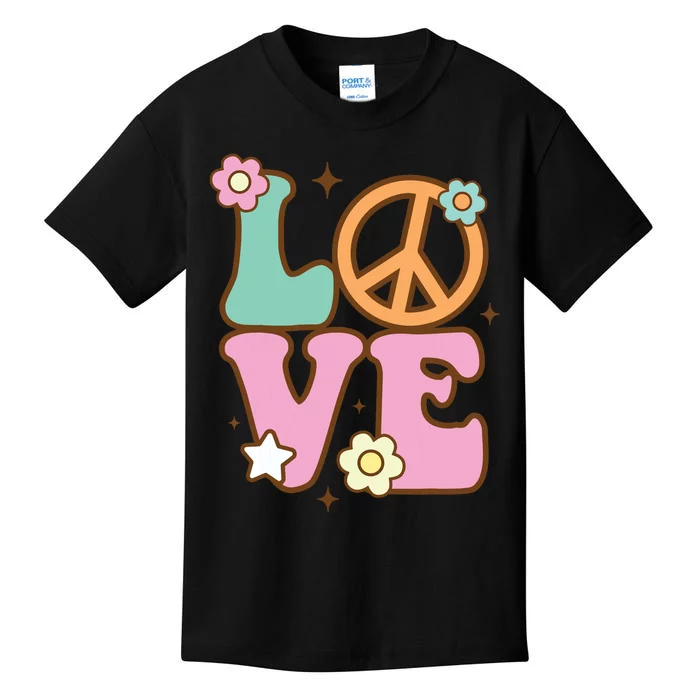 Peace Sign Love 60s 70s Costume Groovy Hippie Theme Party Kids T-Shirt