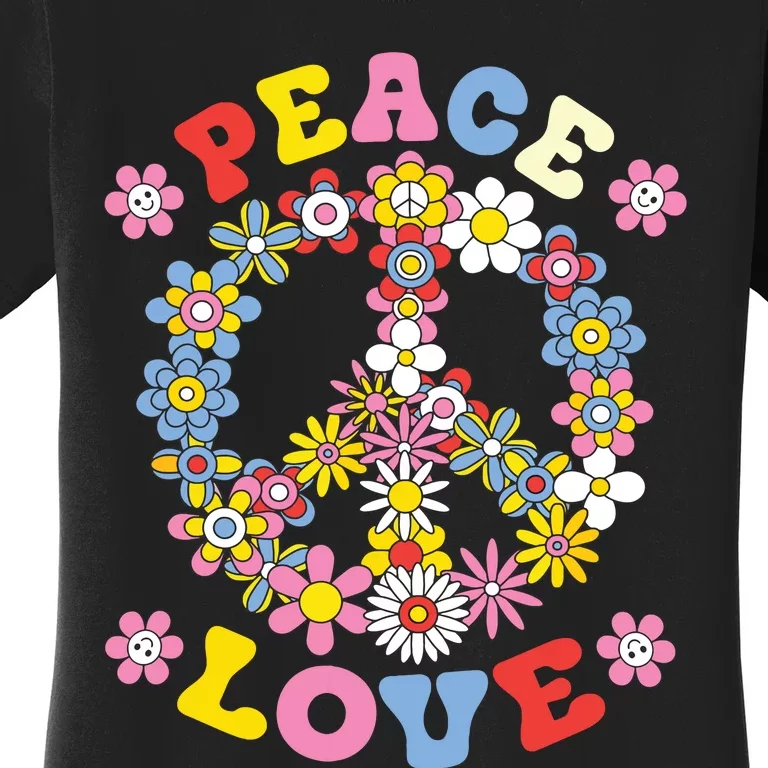 Peace Sign Love 60s 70s Hippie Costume Flowers Women's T-Shirt