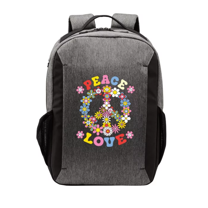 Peace Sign Love 60s 70s Hippie Costume Flowers Vector Backpack