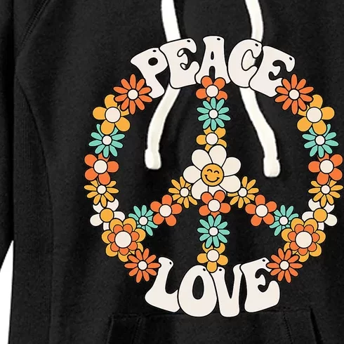 Peace Sign Love 60s 70s Costume Groovy Hippie Theme Party Women's Fleece Hoodie