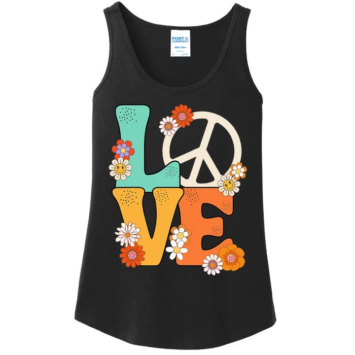 Peace Sign Love 60 s 70 s Outfits Ladies Essential Tank