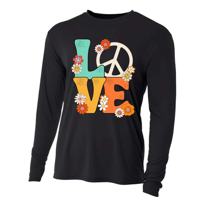 Peace Sign Love 60 s 70 s Outfits Cooling Performance Long Sleeve Crew