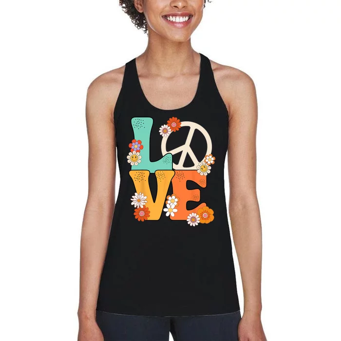 Peace Sign Love 60 S 70 S 70s Outfits For Women Women's Racerback Tank